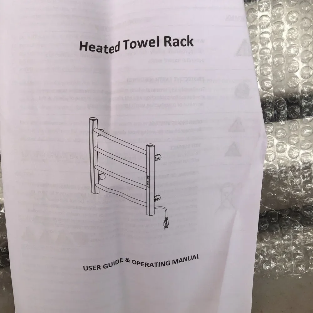 Electric Heated rack towel Warmer 4 Bars Drying Bathroom BLACK NEW